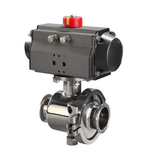 Sanitary stainless steel 2PC Tri Clamp Non Retention Ball Valve With Pneumatic Actuator