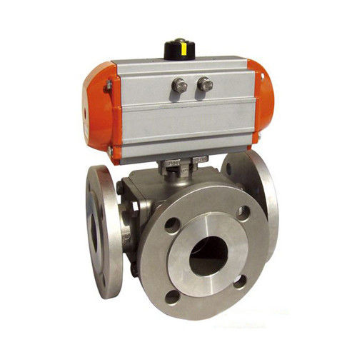 Sanitary 3 way Ball Valve Pneumatic operated Flanged End,L Port/T Port