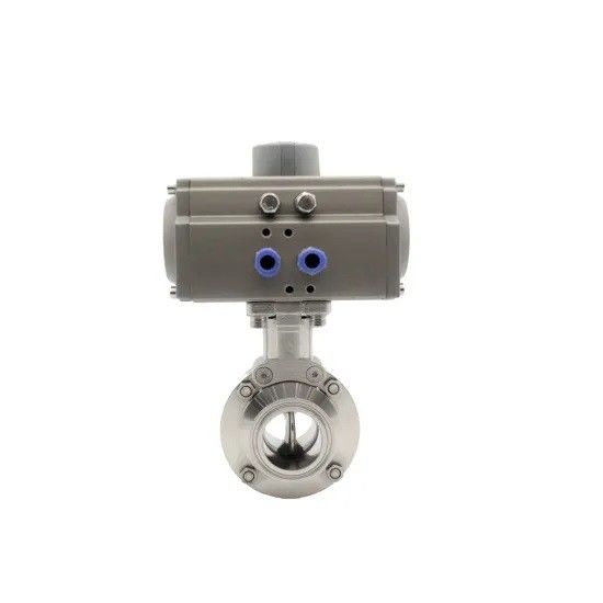 Stainless Steel 316L Sanitary Hygienic Pneumatic Actuator Tri Clamped Butterfly Valve