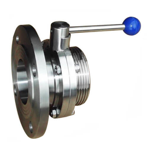 Sanitary Hygienic Stainless Steel Square or Round Flange Manual Butterfly Valves