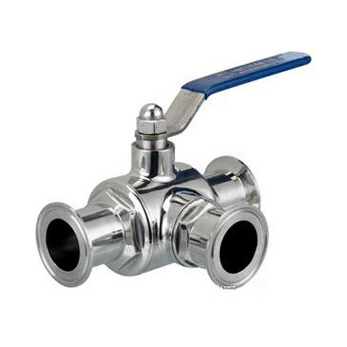 Hygienic Sanitary 3 Way Tri-Clamped Ball Valve with iso5211 high mounting