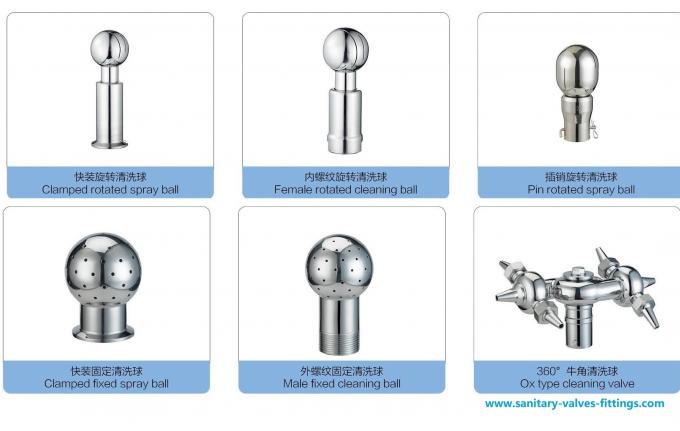 Hygienic Sanitary Stainless Steel Two Slots Both Sides Bolt Rotary Cleaning Ball 0