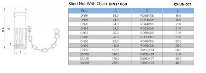 FDA Ss316l Grade Ferrule Adaptor Hygienic Union Blind Nut With Chain 2