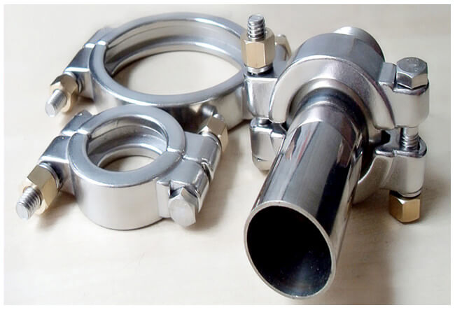 Hygienic High Pressure Pipe Clamps With Automatically Adapt Fastening Forces