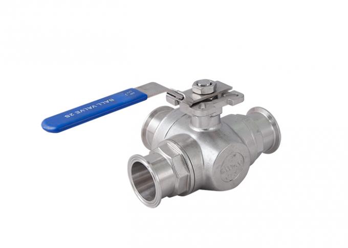 Hygienic Sanitary SS304 316L 3 Way Tri-Clamped Ball Valve with iso5211 high mounting 3