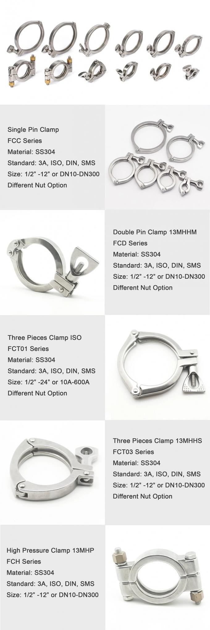 Stainless Steel 304 316 Sanitary single Pin Heavy Duty Tri Clamp Pipe fittings 3