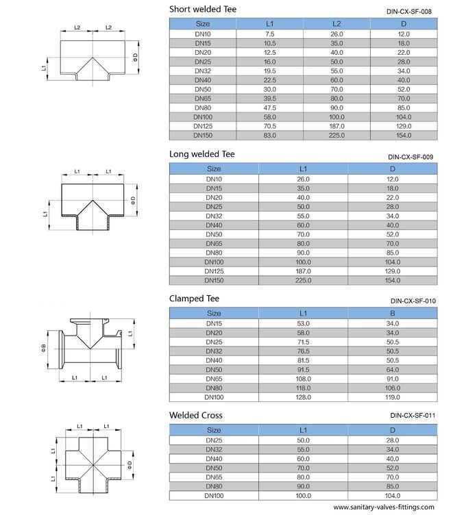 Equal Straight Reducing Sanitary Pipe Fittings Y Shape Tee High Precision