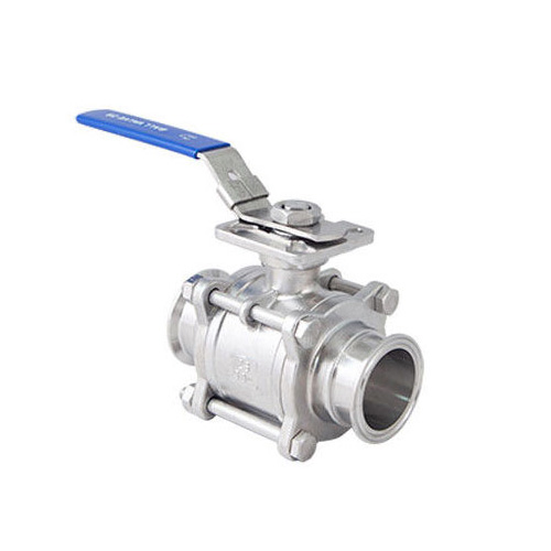 Sanitary 3 Piece Encapsulated tri clamp Ball Valve With ISO 5211 Mounting Pad, Manual Type